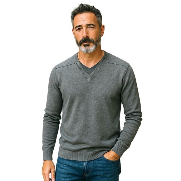 Jacobson’s Made In Scotland Mens 100% Lambs Wool Sweater Gray Size M Winter Cozy - Picture 1 of 11
